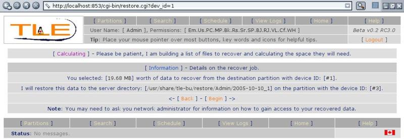The restore job confirmation menu