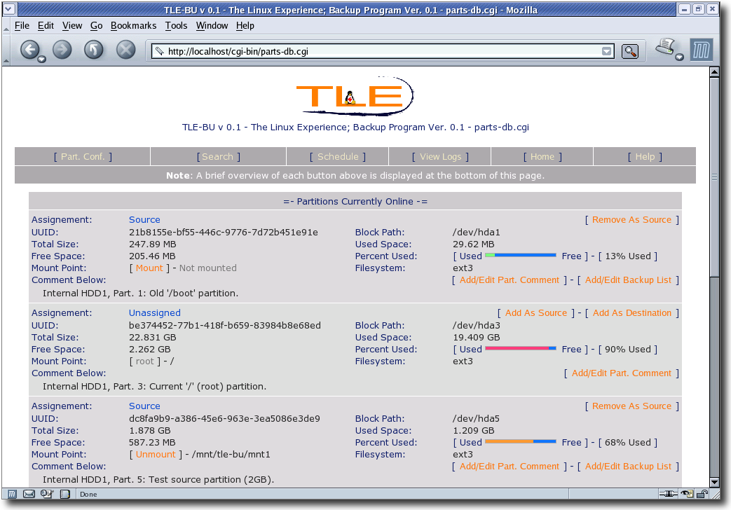 The 'Part. Conf' Screen