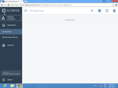 The Acronis Console in Simple View, with no systems yet configured.